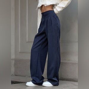 Pinstripe wide leg pants